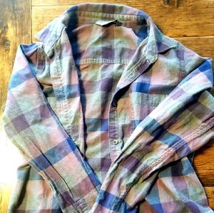 The North Face purple plaid button up shirt